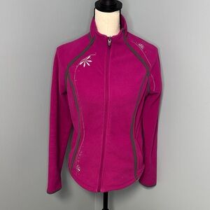 Eddie Bauer Women's Magenta Embroidered Fleece Jacket Sz M